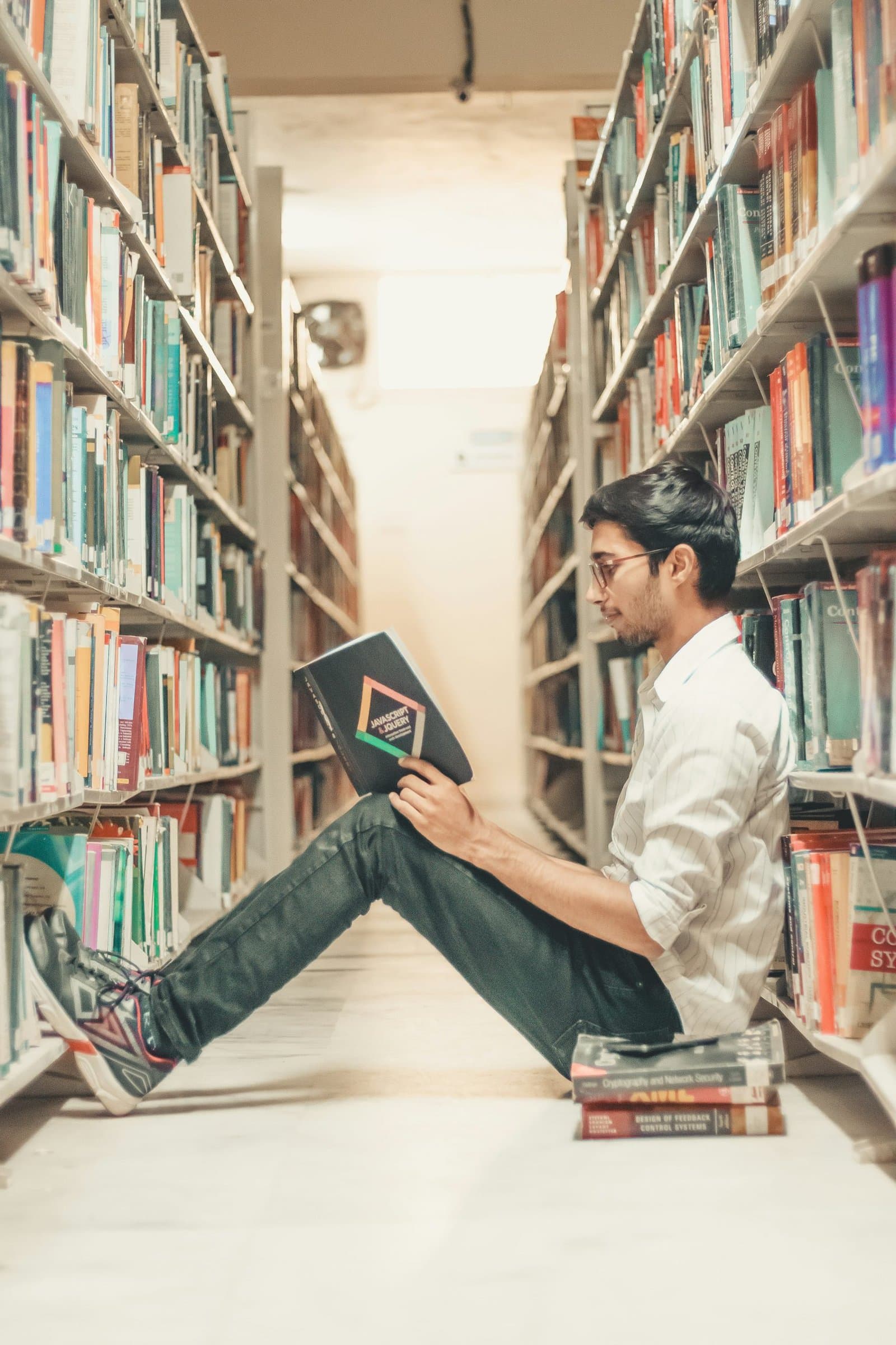 student reading a book