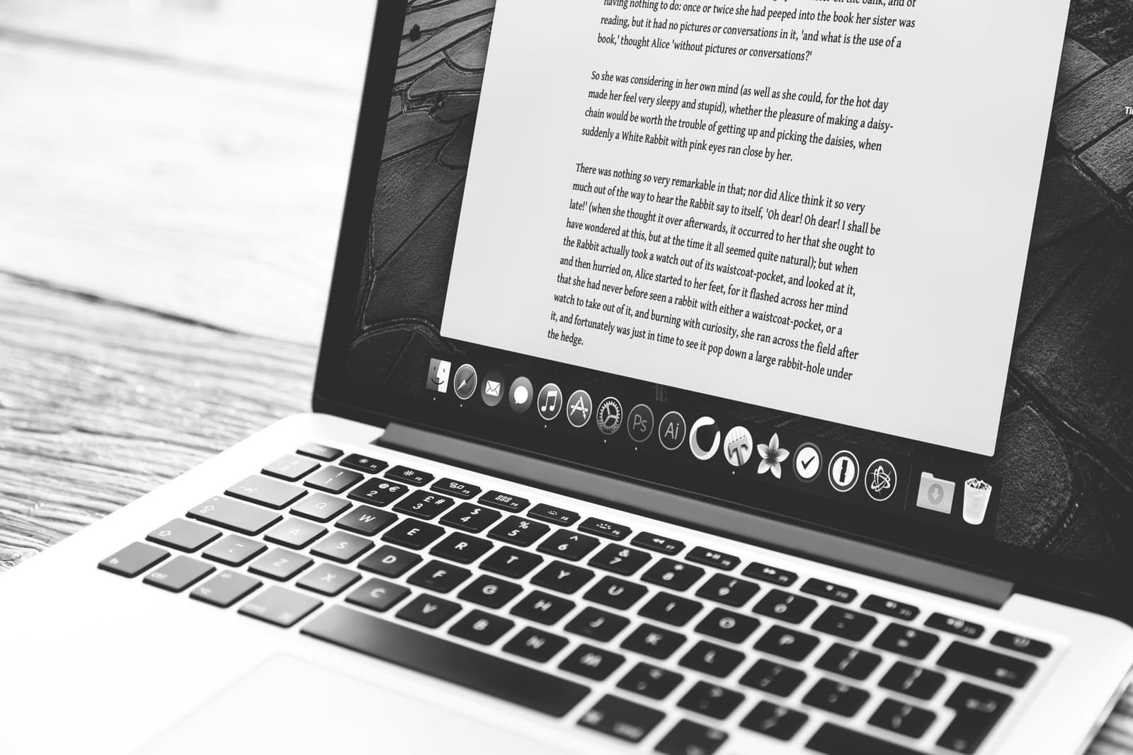 laptop screen with essay