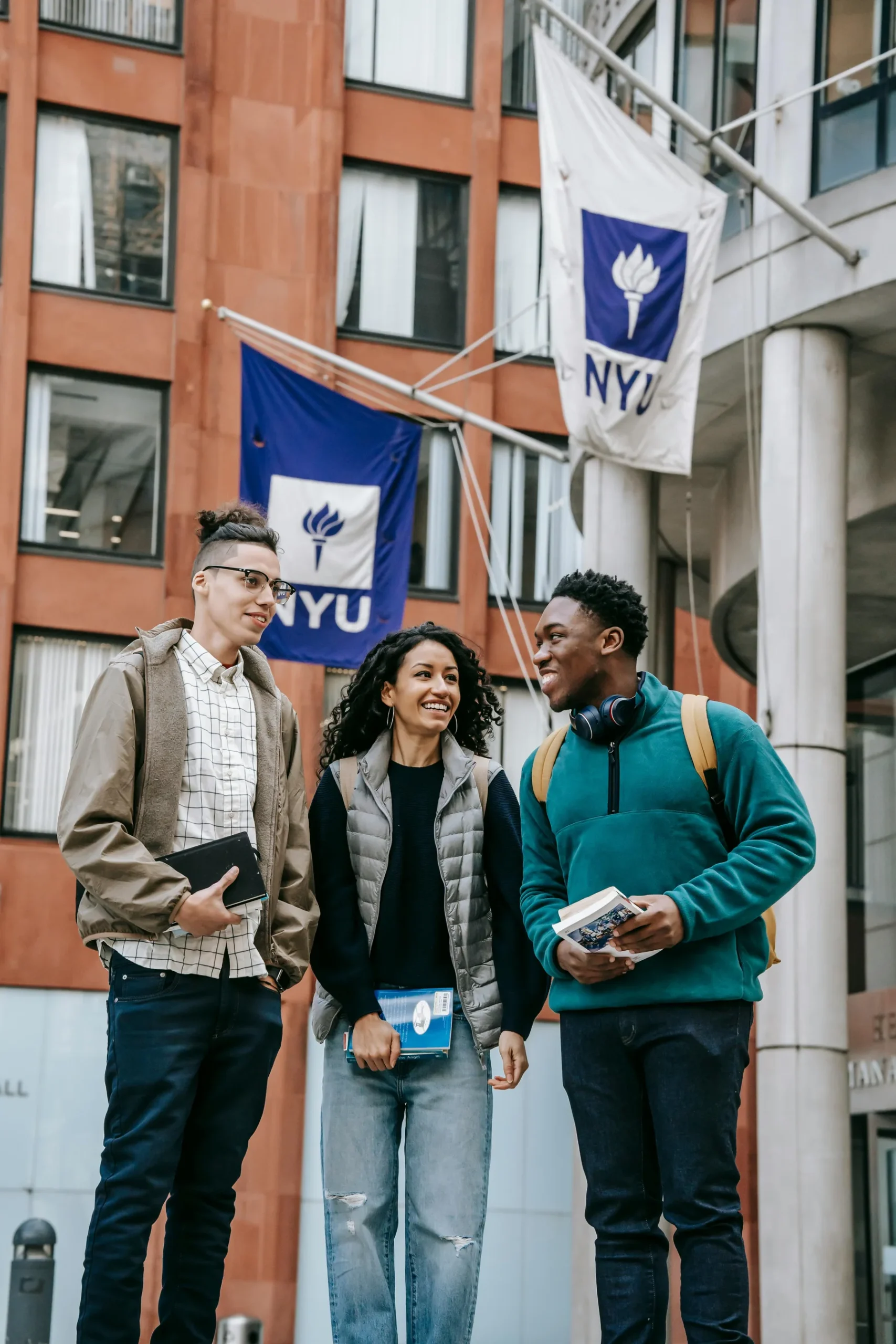 Students walking together outside NYU