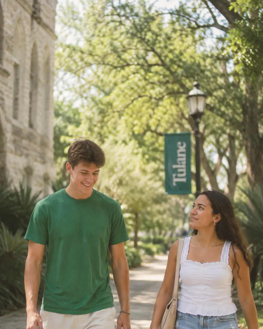 Students walking together on a college campus
